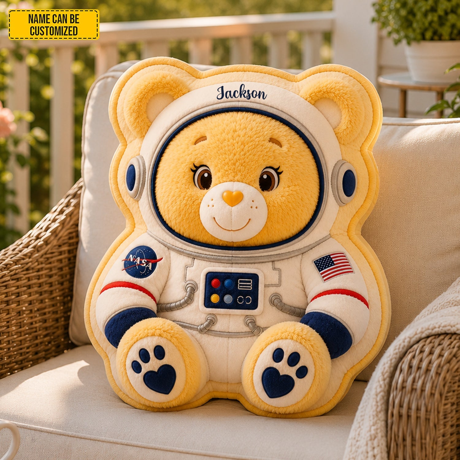 Personalized Astronaut Bear Custom Shape Pillow Gift for Kids GradoCreations
