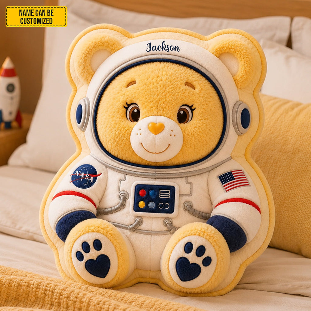 Personalized Astronaut Bear Custom Shape Pillow Gift for Kids GradoCreations