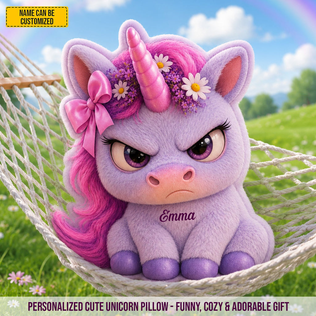Personalized Cute Unicorn Pillow Custom Name Gift for Kids GradoCreations