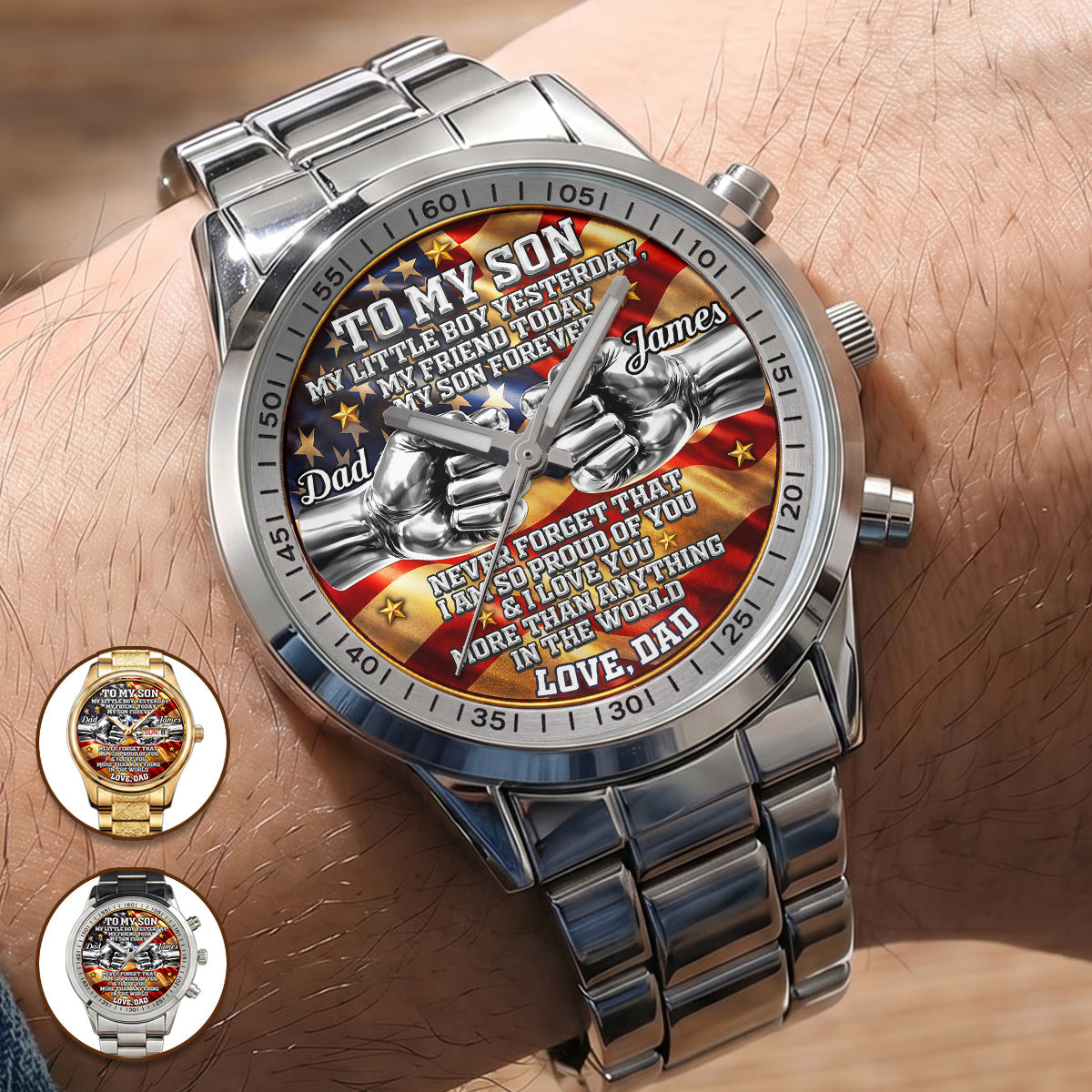 Personalized Men's Wrist Watch for Dad or Son - Custom Gift