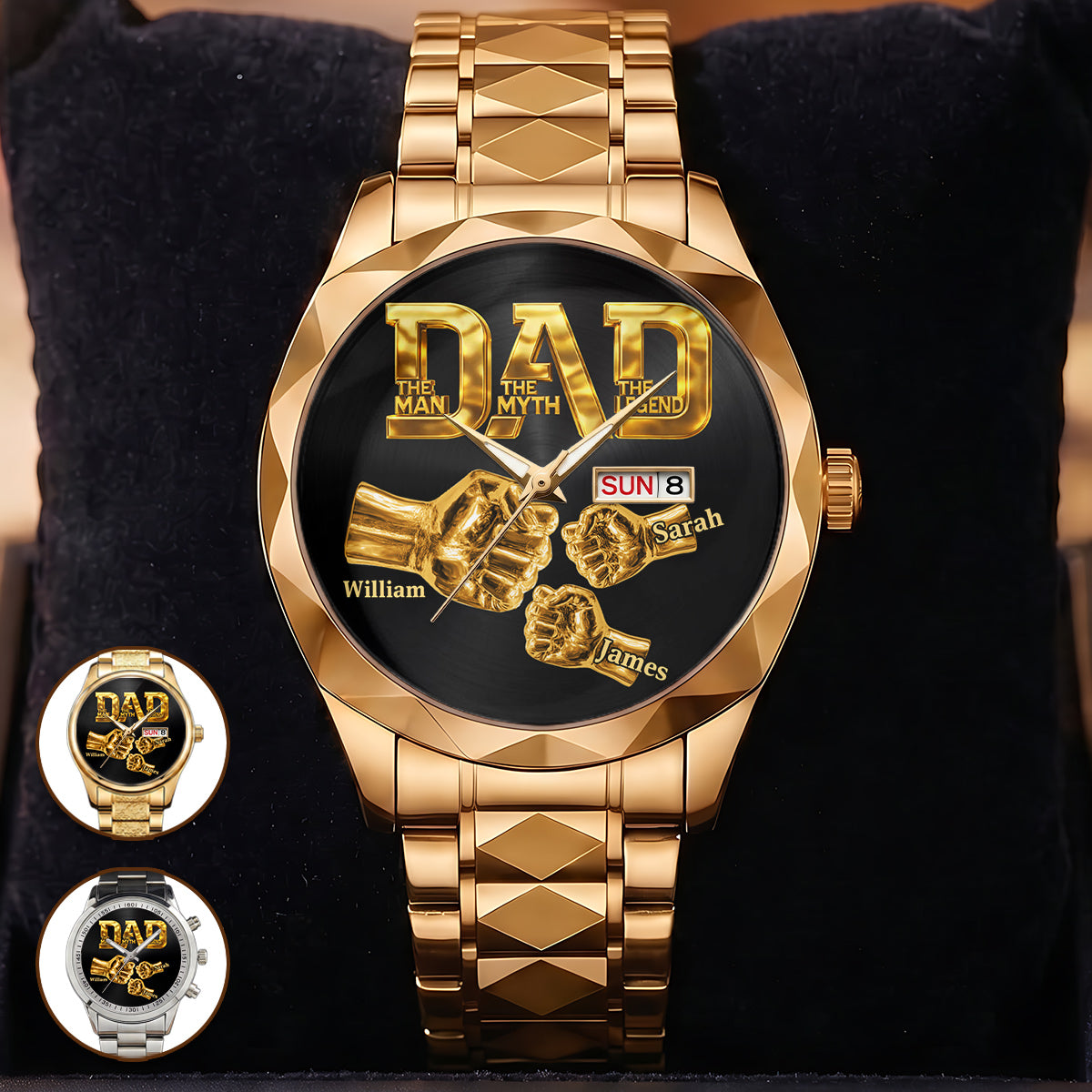 Personalized Men's Wrist Watch Gift for Dad Grandpa Custom Name