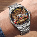 Personalized Men's Wrist Watch with Eagle Design for Him - Patriotic Gift