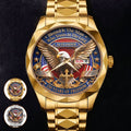 Personalized Men's Wrist Watch with Eagle Design for Him - Patriotic Gift