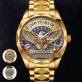 Personalized Men's Wrist Watch with Custom Print - Patriotic Gift for Him