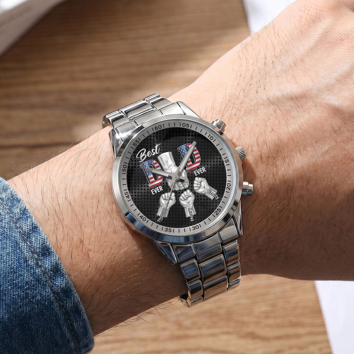 Personalized Men's Wrist Watch Best Dad Ever Gift for Dad