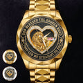 Personalized Men's Wrist Watch with Lion Design Gift for Couple