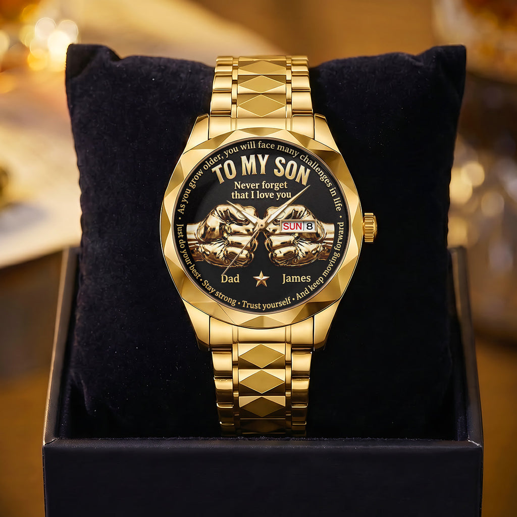 Personalized Men's Wrist Watch for Dad with Inspirational Message