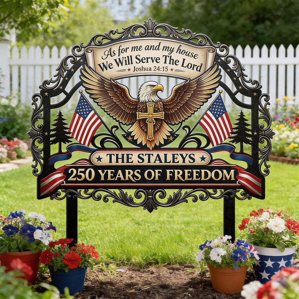 Personalized Metal Garden Stake Sign with Eagle Design for Family