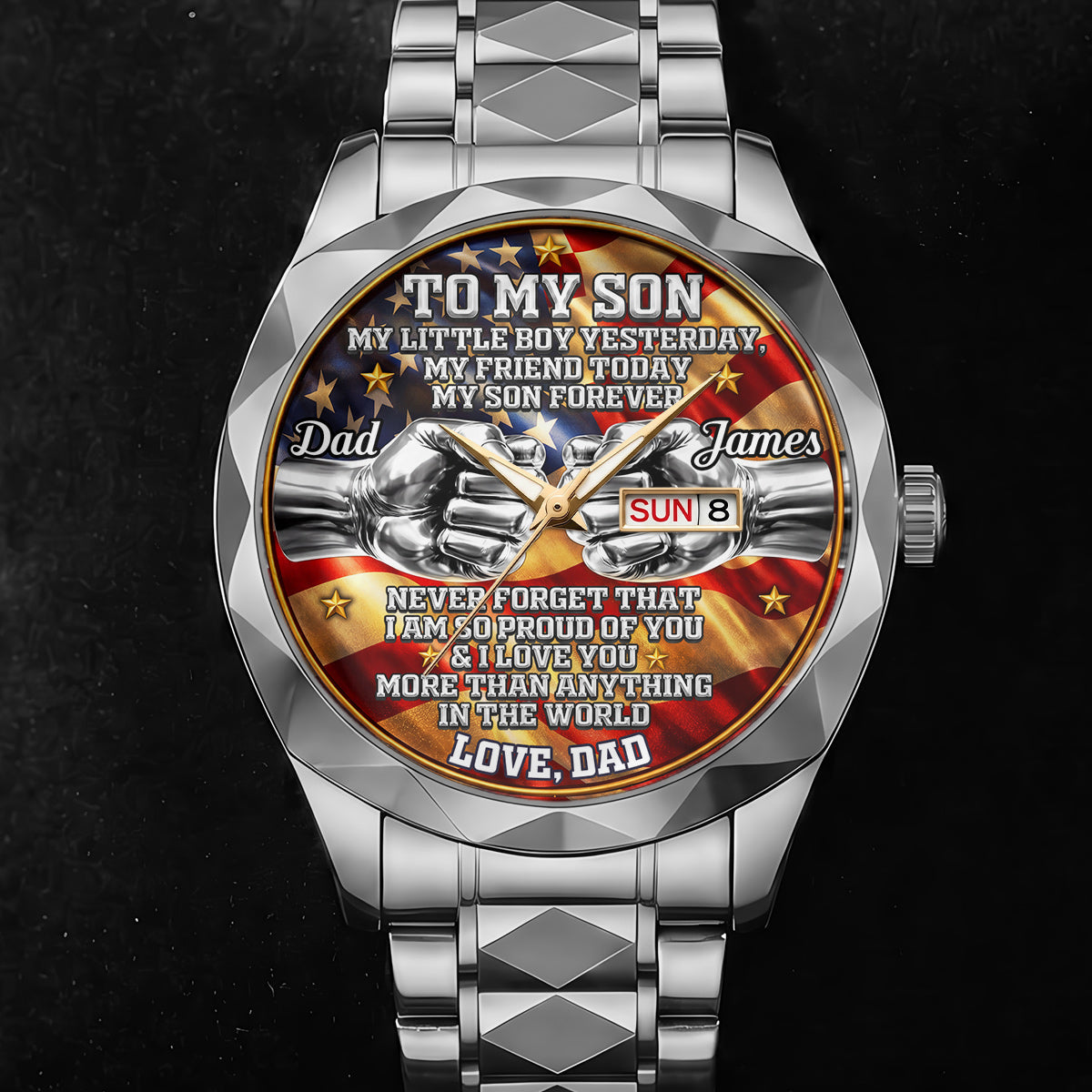Personalized Men's Wrist Watch for Dad or Son - Custom Gift
