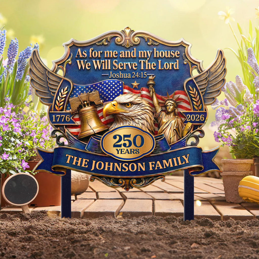Personalized American Eagle Metal Garden Stake for Family