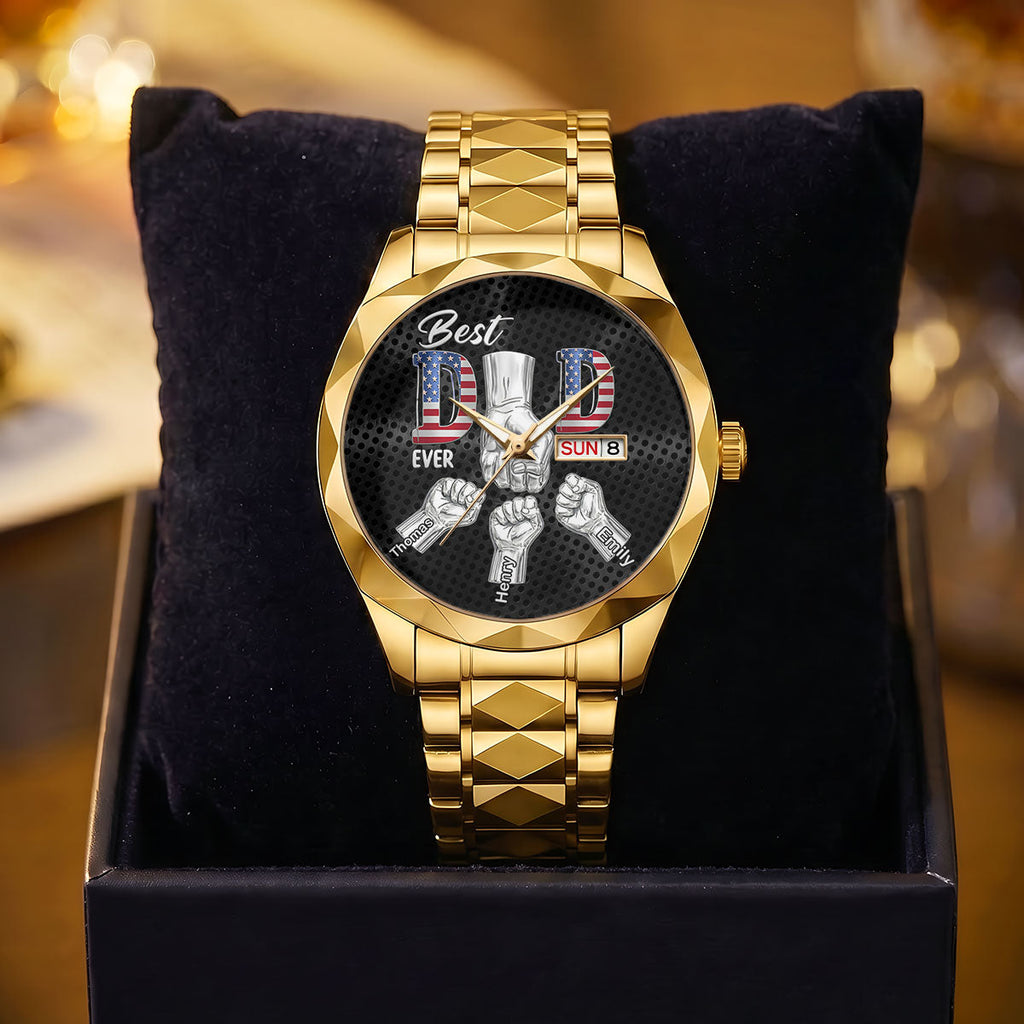 Personalized Men's Wrist Watch Best Dad Ever Gift for Dad
