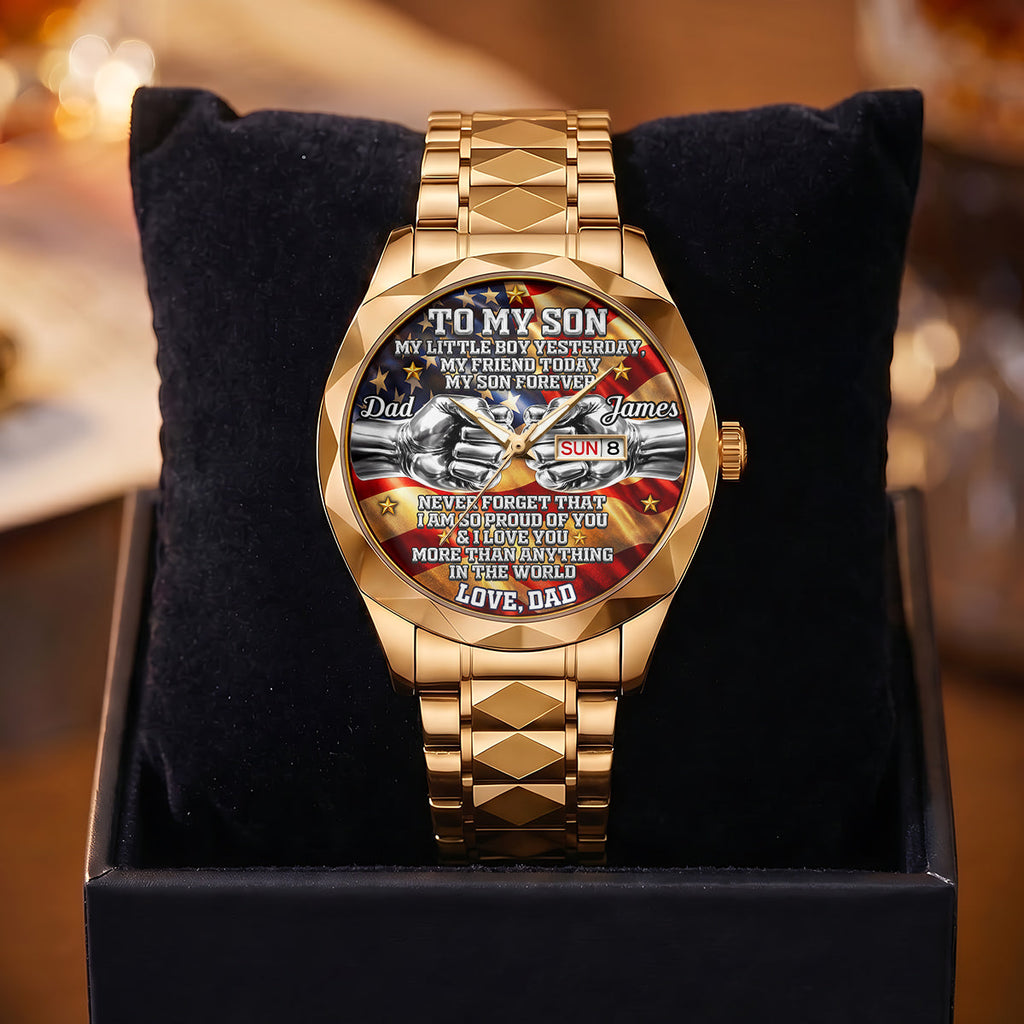 Personalized Men's Wrist Watch for Dad or Son - Custom Gift