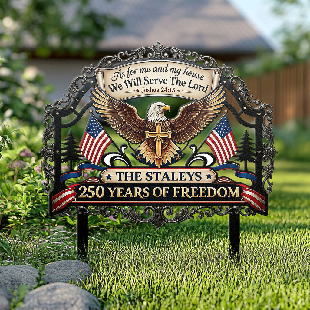 Personalized Metal Garden Stake Sign with Eagle Design for Family