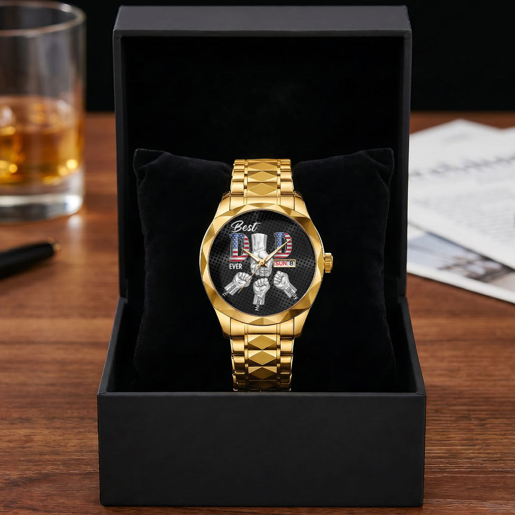 Personalized Men's Wrist Watch Best Dad Ever Gift for Dad