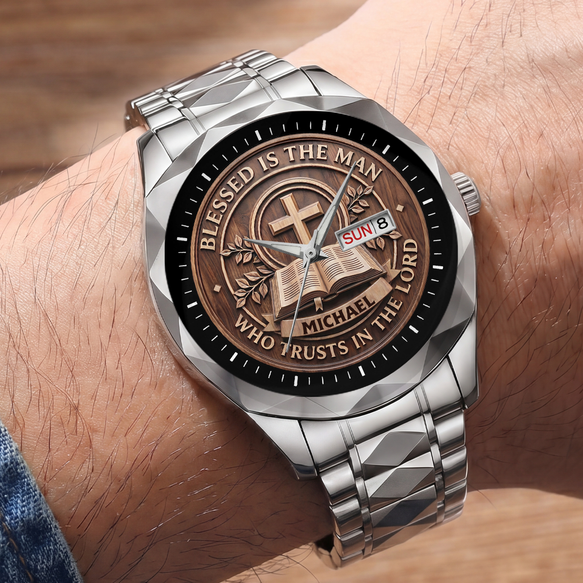 Personalized Men's Wrist Watch Custom Name Gift for Dad