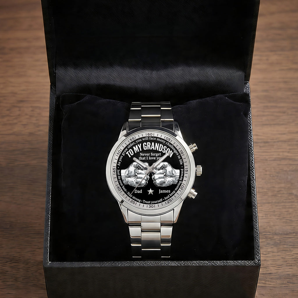 Personalized Men's Wrist Watch for Dad with Inspirational Message
