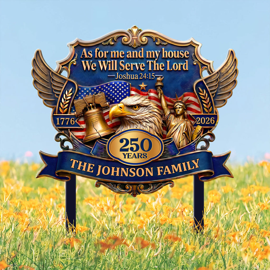 Personalized American Eagle Metal Garden Stake for Family