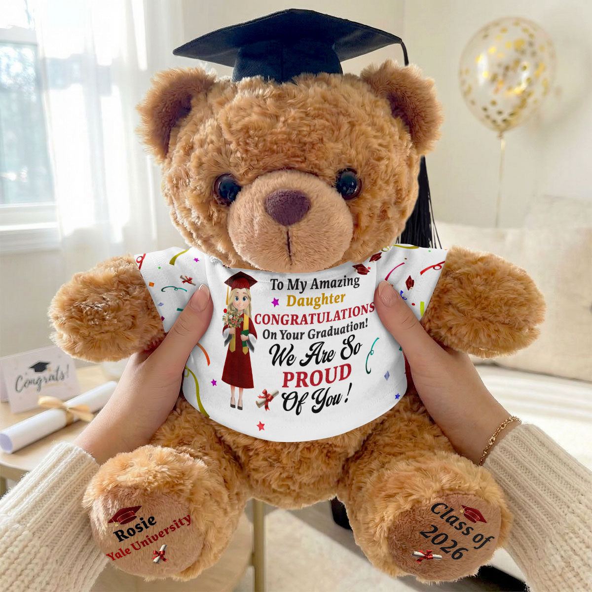 Personalized Graduation Teddy Bear Custom Name Gift for Her