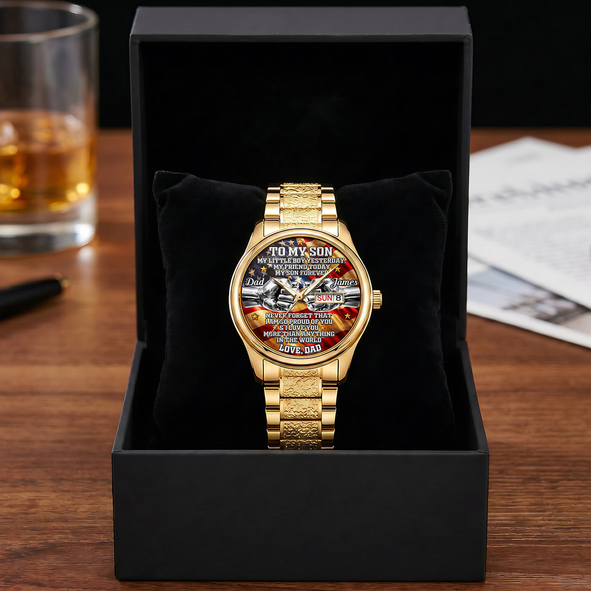 Personalized Men's Wrist Watch for Dad or Son - Custom Gift