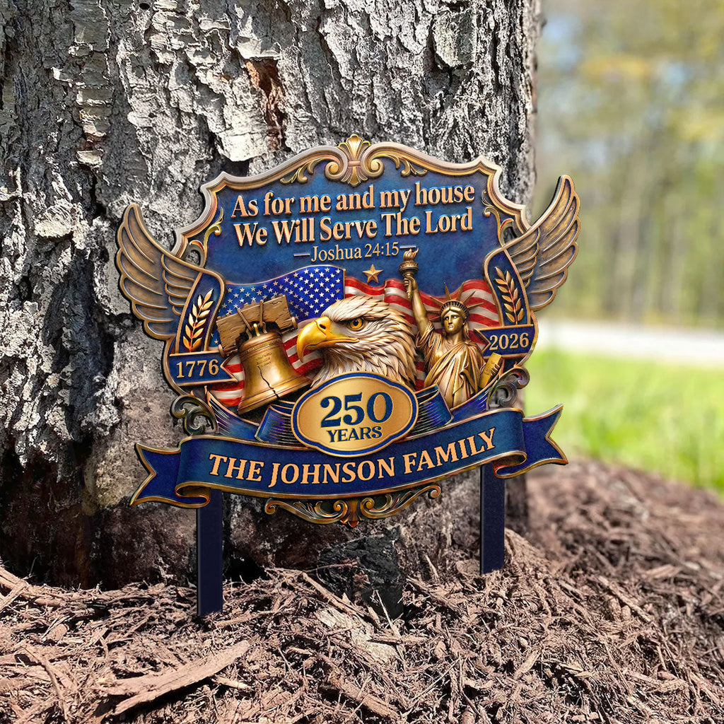 Personalized American Eagle Metal Garden Stake for Family