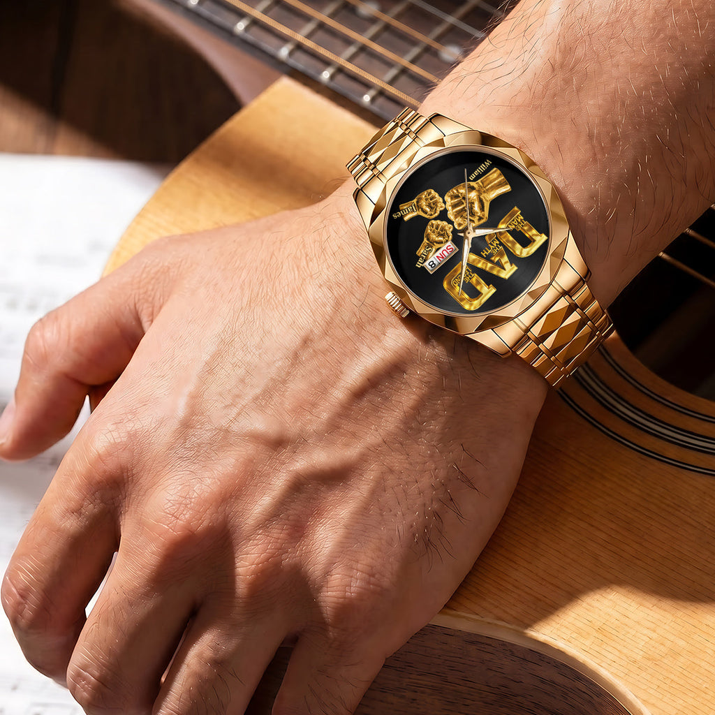 Personalized Men's Wrist Watch Gift for Dad Grandpa Custom Name