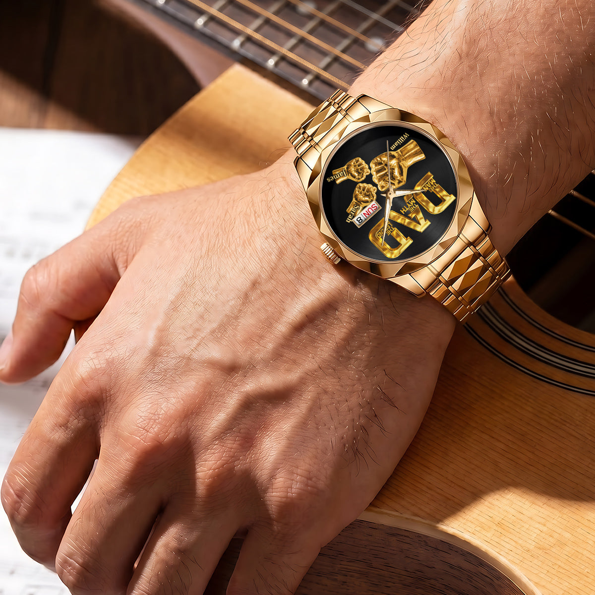 Personalized Men's Wrist Watch Gift for Dad Grandpa Custom Name