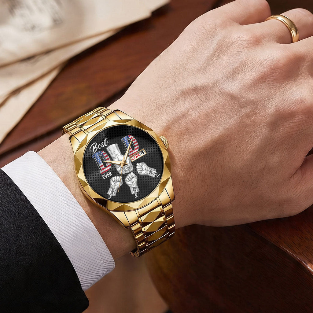 Personalized Men's Wrist Watch Best Dad Ever Gift for Dad