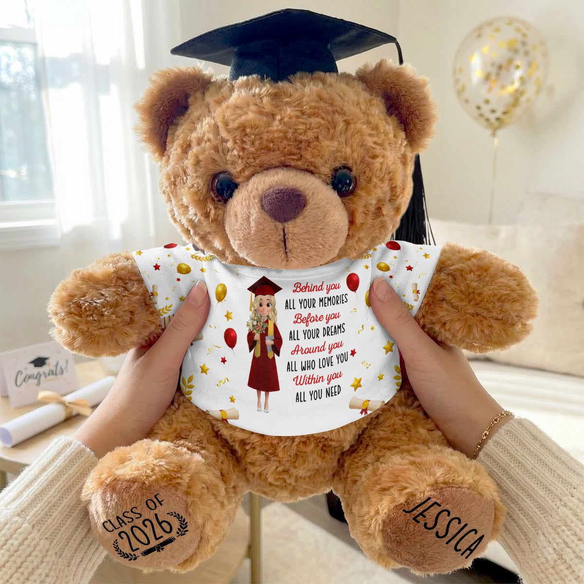 Personalized Graduation Teddy Bear Gift | Custom Name | Class of 2026