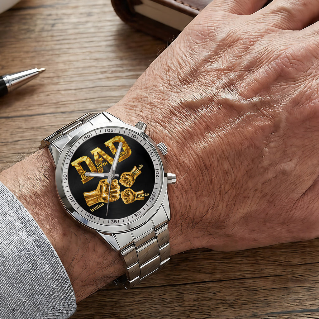 Personalized Men's Wrist Watch Gift for Dad Grandpa Custom Name