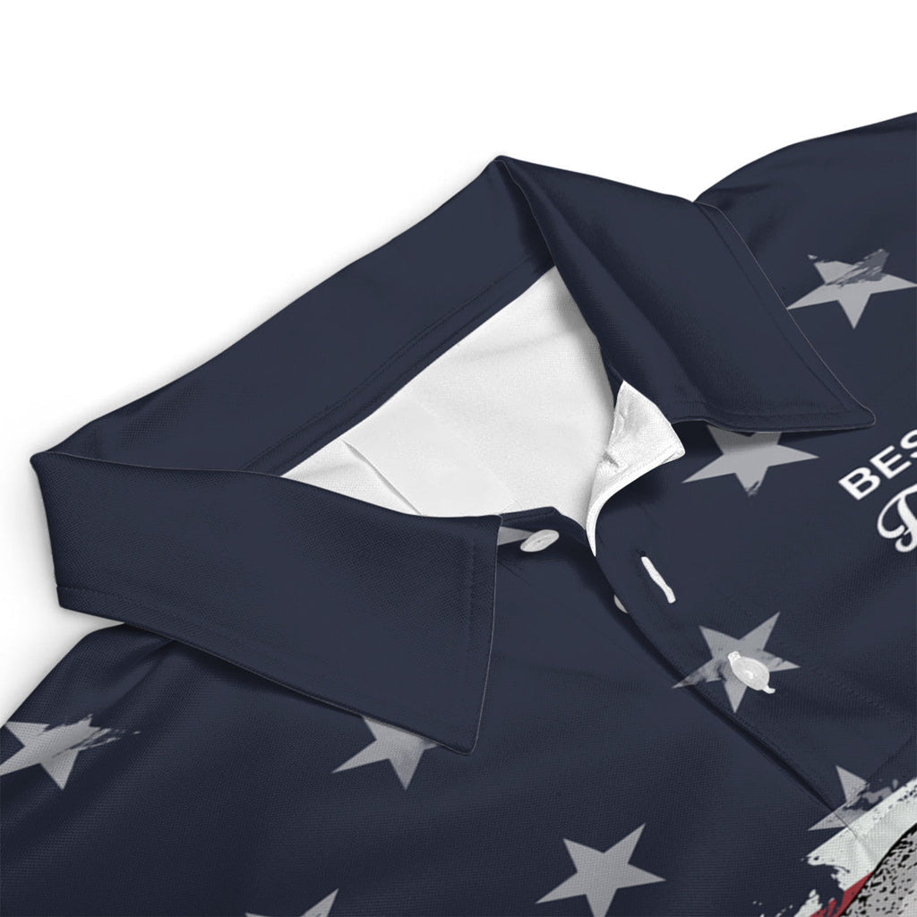 Personalized American Flag Polo Shirt Best First Time Dad Gift