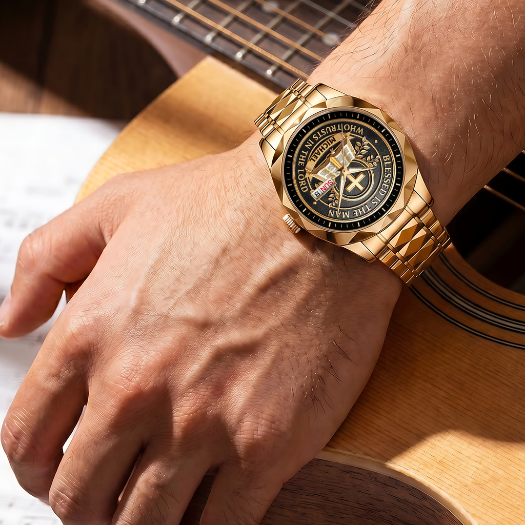 Personalized Men's Wrist Watch Custom Name Gift for Dad
