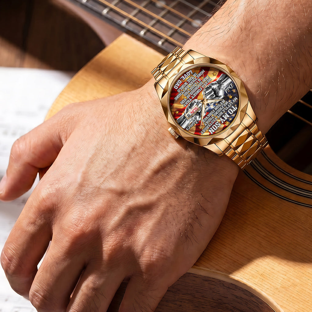 Personalized Men's Wrist Watch for Dad or Son - Custom Gift