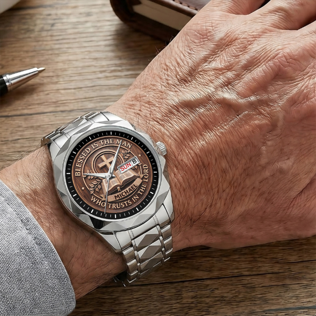 Personalized Men's Wrist Watch Custom Name Gift for Dad