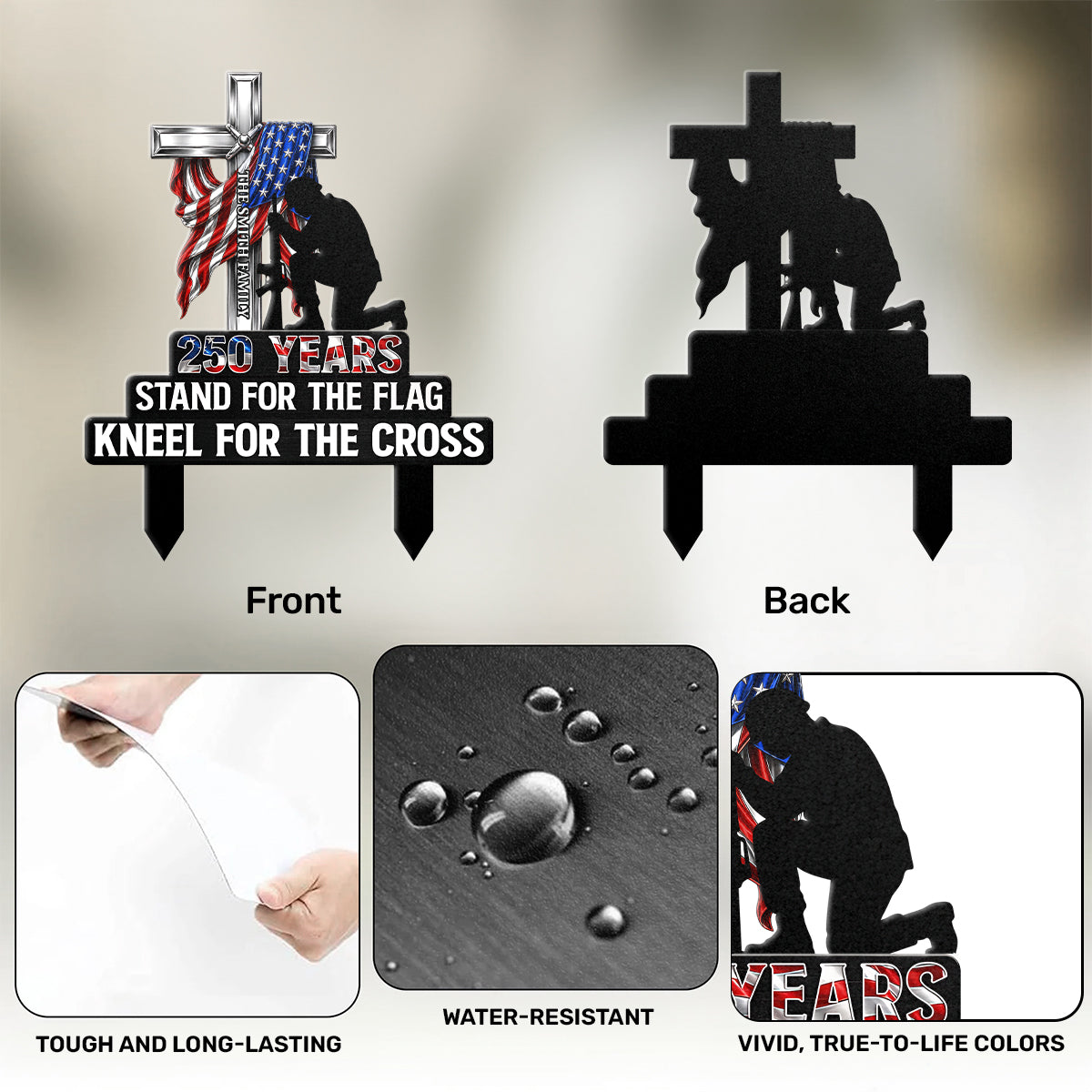 Personalized Metal Garden Stake Stand For Flag Kneel For Cross Gift for Family