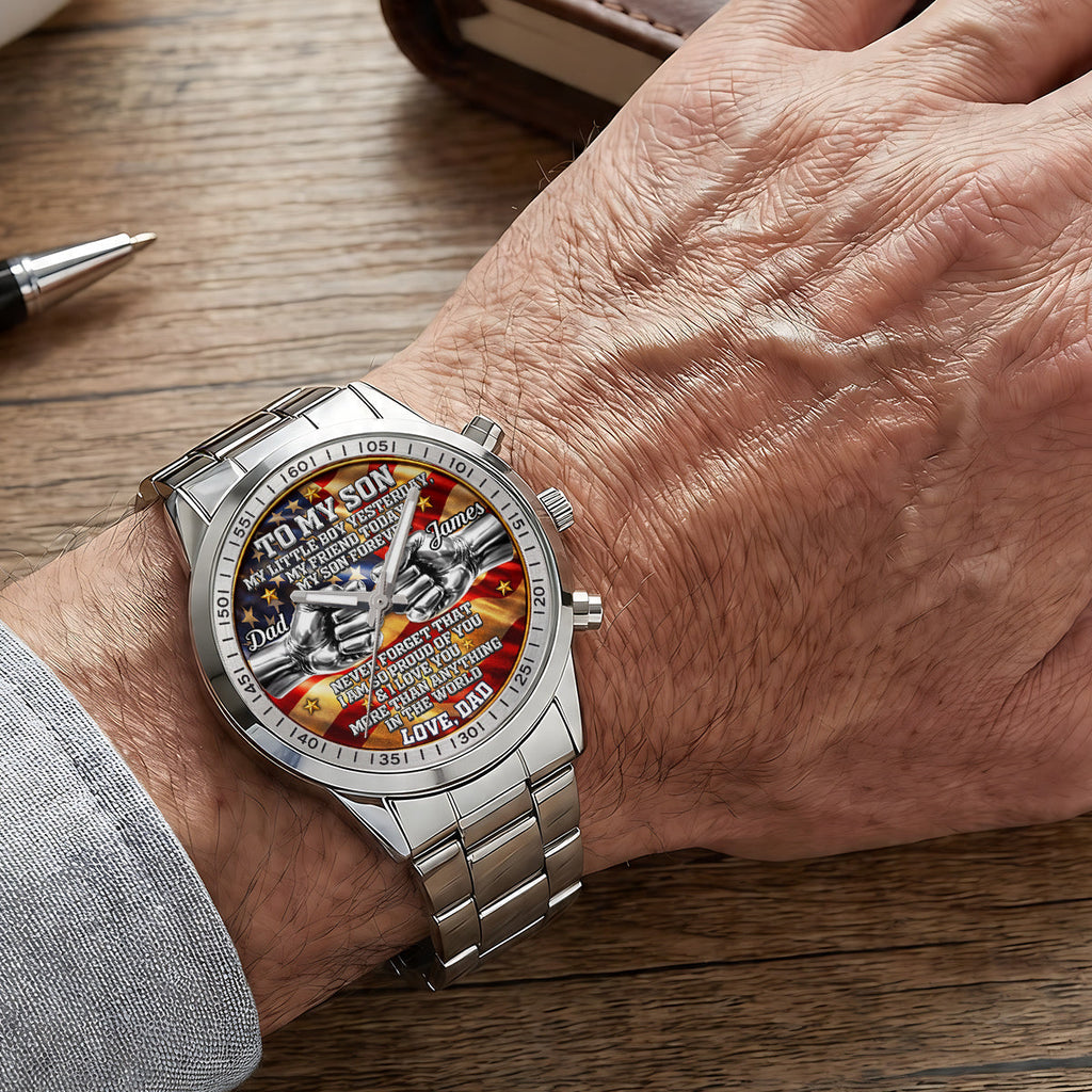 Personalized Men's Wrist Watch for Dad or Son - Custom Gift