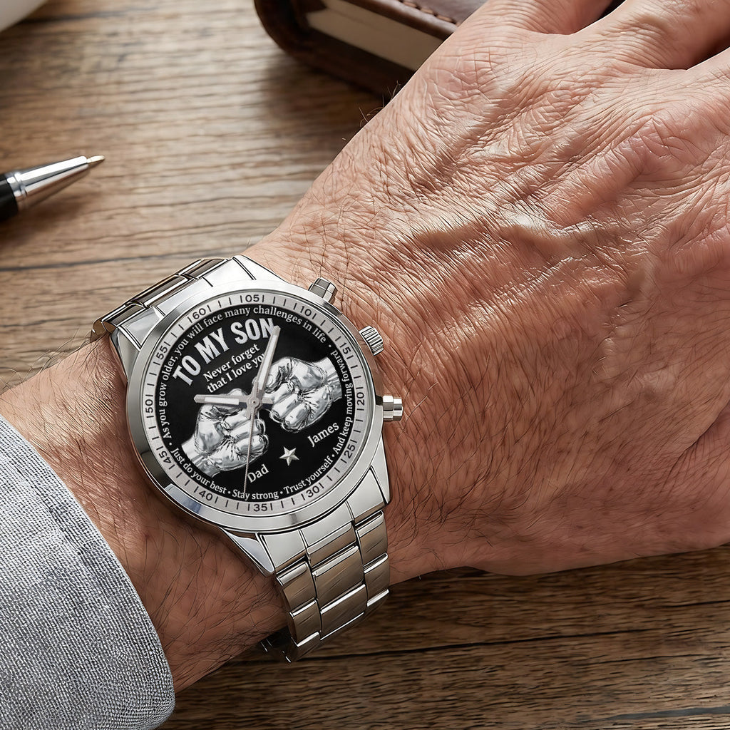 Personalized Men's Wrist Watch for Dad with Inspirational Message
