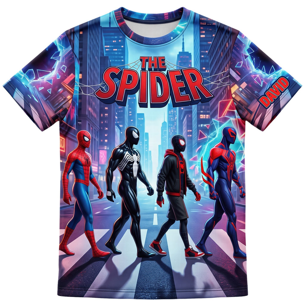 Personalized Red Hero Squad T-Shirt Gift for Movie Fans AOP Tshirt GradoCreations