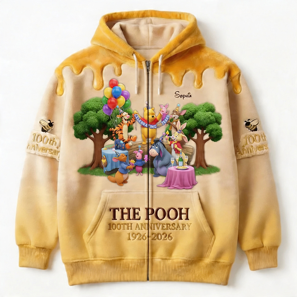 Personalized Winnie the Pooh 100th Anniversary All Over Shirt Gift for Movie Fans
